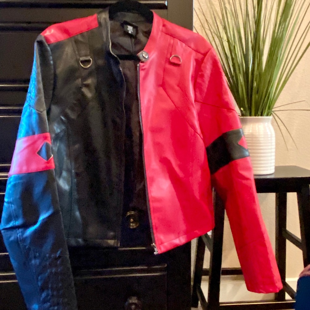 Harley Quinn The Suicide Squad Black & Red Faux Leather Jacket